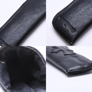 極美品 CHROME HEARTS クロムハーツ PEN CASE レザーペンケース ステーショナリー 筆箱 文房具 CHクロスパッチ ブラック 中古 4a007504