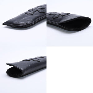 極美品 CHROME HEARTS クロムハーツ PEN CASE レザーペンケース ステーショナリー 筆箱 文房具 CHクロスパッチ ブラック 中古 4a007504