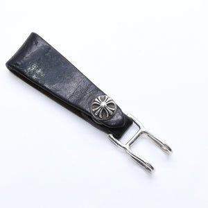CHROME HEARTS クロムハーツ W BELT LOOP CROSS BUTTON Wベルトループ クロスボタン キーリング レザー 美品 中古 4a007530