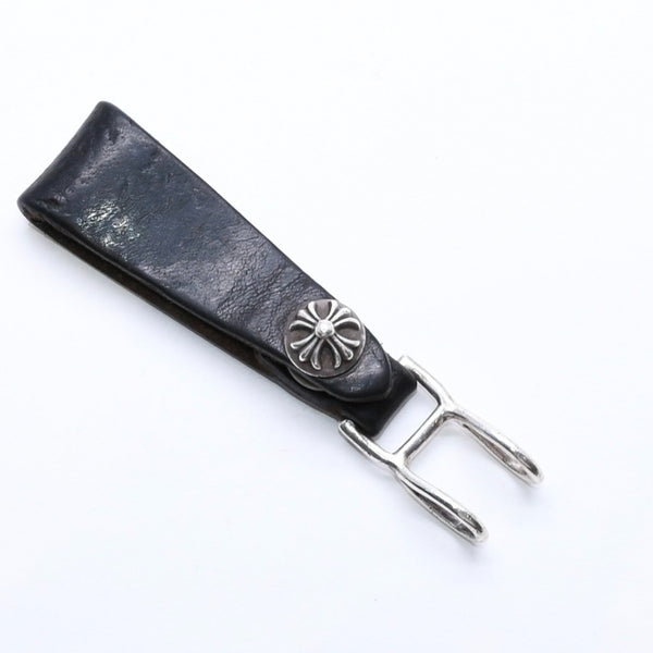 CHROME HEARTS クロムハーツ W BELT LOOP CROSS BUTTON Wベルトループ クロスボタン キーリング レザー 美品 中古 4a007530