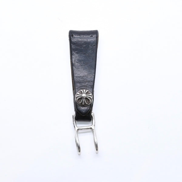 CHROME HEARTS クロムハーツ W BELT LOOP CROSS BUTTON Wベルトループ クロスボタン キーリング レザー 美品 中古 4a007530