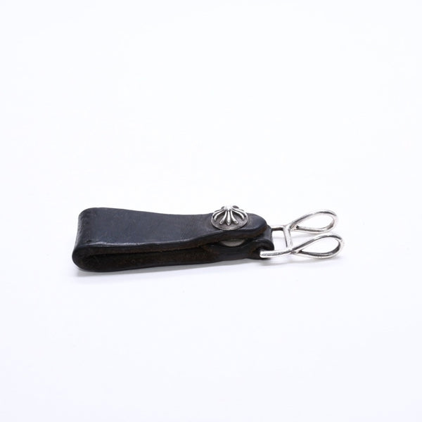 CHROME HEARTS クロムハーツ W BELT LOOP CROSS BUTTON Wベルトループ クロスボタン キーリング レザー 美品 中古 4a007530