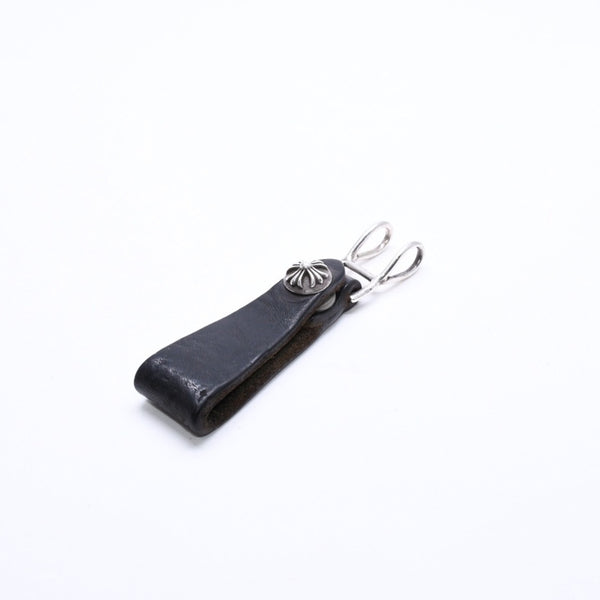 CHROME HEARTS クロムハーツ W BELT LOOP CROSS BUTTON Wベルトループ クロスボタン キーリング レザー 美品 中古 4a007530