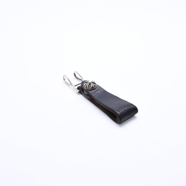 CHROME HEARTS クロムハーツ W BELT LOOP CROSS BUTTON Wベルトループ クロスボタン キーリング レザー 美品 中古 4a007530