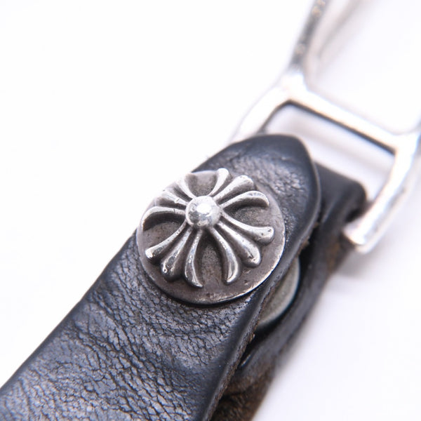 CHROME HEARTS クロムハーツ W BELT LOOP CROSS BUTTON Wベルトループ クロスボタン キーリング レザー 美品 中古 4a007530