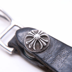 CHROME HEARTS クロムハーツ W BELT LOOP CROSS BUTTON Wベルトループ クロスボタン キーリング レザー 美品 中古 4a007530
