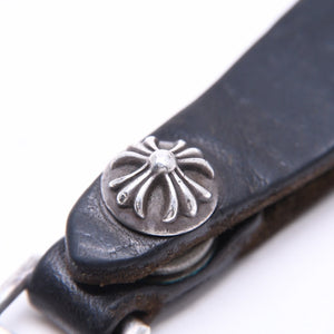 CHROME HEARTS クロムハーツ W BELT LOOP CROSS BUTTON Wベルトループ クロスボタン キーリング レザー 美品 中古 4a007530