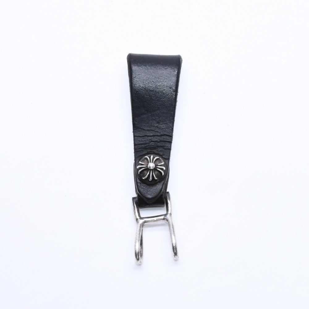 CHROME HEARTS クロムハーツ W BELT LOOP CROSS BUTTON Wベルトループ クロスボタン キーリング レザー 良品 中古 4a007532