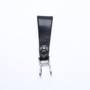 CHROME HEARTS クロムハーツ W BELT LOOP CROSS BUTTON Wベルトループ クロスボタン キーリング レザー 良品 中古 4a007532