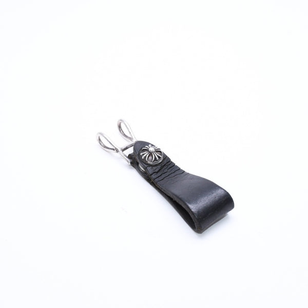 CHROME HEARTS クロムハーツ W BELT LOOP CROSS BUTTON Wベルトループ クロスボタン キーリング レザー 良品 中古 4a007532