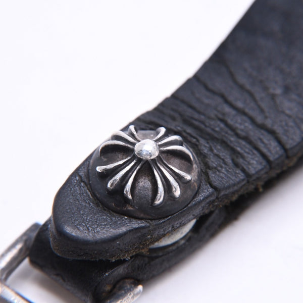 CHROME HEARTS クロムハーツ W BELT LOOP CROSS BUTTON Wベルトループ クロスボタン キーリング レザー 良品 中古 4a007532