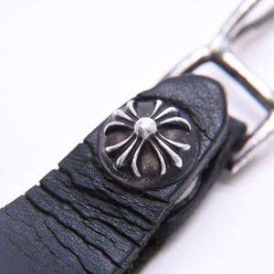 CHROME HEARTS クロムハーツ W BELT LOOP CROSS BUTTON Wベルトループ クロスボタン キーリング レザー 良品 中古 4a007532