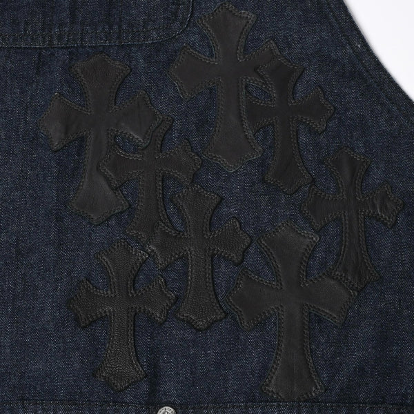 新品同様 CHROME HEARTS クロムハーツ CEMETERY CROSS APRON デニムエプロン セメタリークロスパッチ 8パッチ CHプラス 中古 4a007505