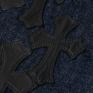 新品同様 CHROME HEARTS クロムハーツ CEMETERY CROSS APRON デニムエプロン セメタリークロスパッチ 8パッチ CHプラス 中古 4a007505