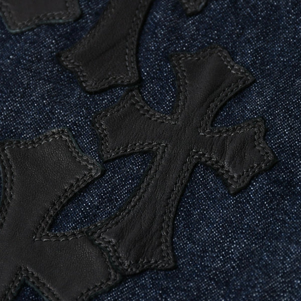 新品同様 CHROME HEARTS クロムハーツ CEMETERY CROSS APRON デニムエプロン セメタリークロスパッチ 8パッチ CHプラス 中古 4a007505