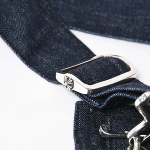 新品同様 CHROME HEARTS クロムハーツ CEMETERY CROSS APRON デニムエプロン セメタリークロスパッチ 8パッチ CHプラス 中古 4a007505