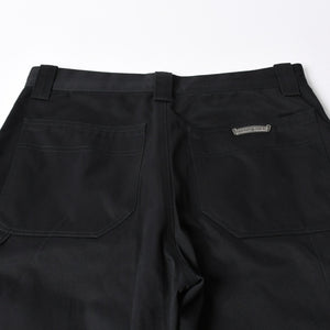 新品未使用 CHROME HEARTS クロムハーツ カーペンター ダブルニーパンツ サイズ33 クロスボールボタン ホースシュー ブラック 中古 4a007524