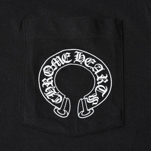 新品未使用 CHROME HEARTS クロムハーツ 長袖Tシャツ サイズM フローラルクロス ホースシュー ブラック 新型 中古 4a007493