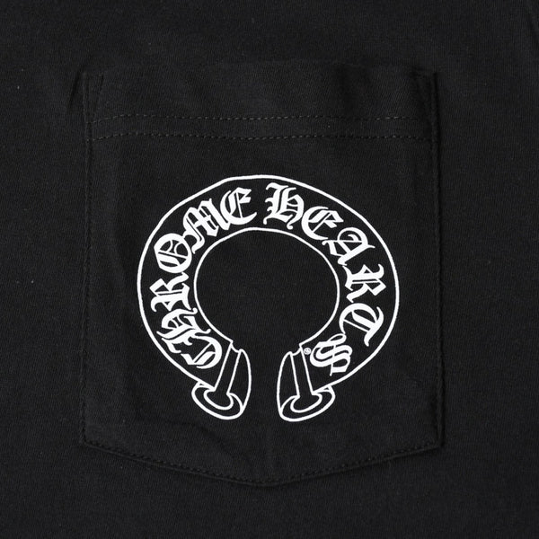 新品未使用 CHROME HEARTS クロムハーツ 長袖Tシャツ サイズM フローラルクロス ホースシュー ブラック 新型 中古 4a007493