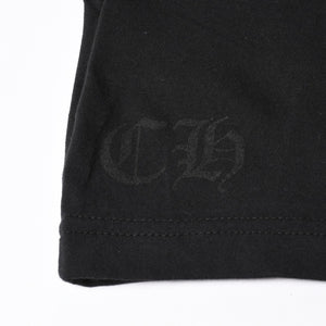 新品未使用 CHROME HEARTS クロムハーツ 長袖Tシャツ サイズM フローラルクロス ホースシュー ブラック 新型 中古 4a007493