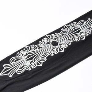 新品未使用 CHROME HEARTS クロムハーツ 長袖Tシャツ サイズM フローラルクロス ホースシュー ブラック 新型 中古 4a007493