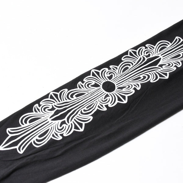 新品未使用 CHROME HEARTS クロムハーツ 長袖Tシャツ サイズM フローラルクロス ホースシュー ブラック 新型 中古 4a007493