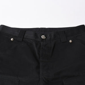 新品未使用 CHROME HEARTS クロムハーツ カーペンター ダブルニーパンツ サイズ33 クロスボールボタン ホースシュー ブラック 中古 4a007524