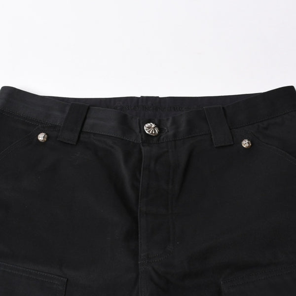 新品未使用 CHROME HEARTS クロムハーツ カーペンター ダブルニーパンツ サイズ33 クロスボールボタン ホースシュー ブラック 中古 4a007524