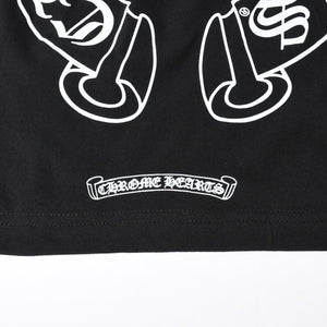 新品未使用 CHROME HEARTS クロムハーツ 長袖Tシャツ サイズM フローラルクロス ホースシュー ブラック 新型 中古 4a007493