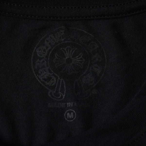 新品未使用 CHROME HEARTS クロムハーツ 長袖Tシャツ サイズM フローラルクロス ホースシュー ブラック 新型 中古 4a007493