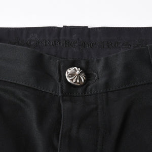 新品未使用 CHROME HEARTS クロムハーツ カーペンター ダブルニーパンツ サイズ33 クロスボールボタン ホースシュー ブラック 中古 4a007524