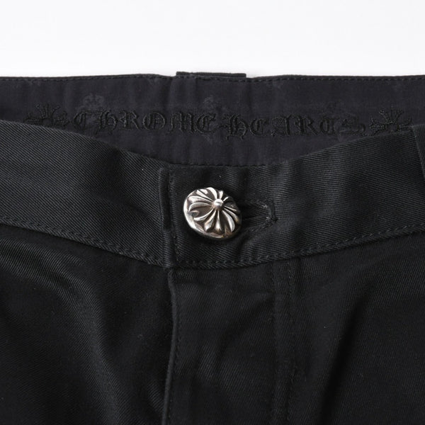 新品未使用 CHROME HEARTS クロムハーツ カーペンター ダブルニーパンツ サイズ33 クロスボールボタン ホースシュー ブラック 中古 4a007524