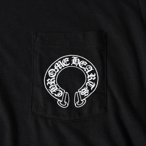 新品未使用 CHROME HEARTS クロムハーツ 長袖Tシャツ サイズL フローラルクロス ホースシュー ブラック 新型 中古 4a007494