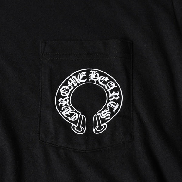 新品未使用 CHROME HEARTS クロムハーツ 長袖Tシャツ サイズL フローラルクロス ホースシュー ブラック 新型 中古 4a007494