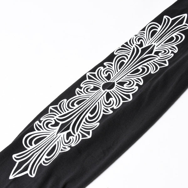 新品未使用 CHROME HEARTS クロムハーツ 長袖Tシャツ サイズL フローラルクロス ホースシュー ブラック 新型 中古 4a007494