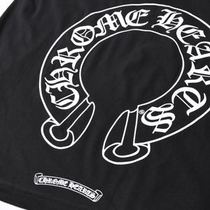 新品未使用 CHROME HEARTS クロムハーツ 長袖Tシャツ サイズL フローラルクロス ホースシュー ブラック 新型 中古 4a007494
