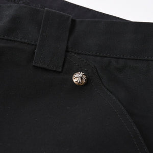新品未使用 CHROME HEARTS クロムハーツ カーペンター ダブルニーパンツ サイズ33 クロスボールボタン ホースシュー ブラック 中古 4a007524