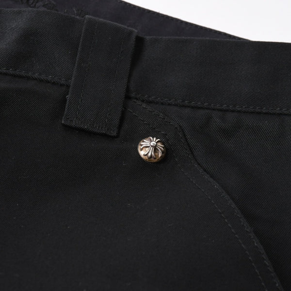 新品未使用 CHROME HEARTS クロムハーツ カーペンター ダブルニーパンツ サイズ33 クロスボールボタン ホースシュー ブラック 中古 4a007524