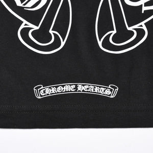 新品未使用 CHROME HEARTS クロムハーツ 長袖Tシャツ サイズL フローラルクロス ホースシュー ブラック 新型 中古 4a007494