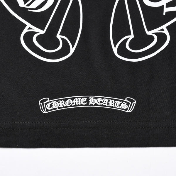 新品未使用 CHROME HEARTS クロムハーツ 長袖Tシャツ サイズL フローラルクロス ホースシュー ブラック 新型 中古 4a007494