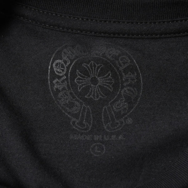 新品未使用 CHROME HEARTS クロムハーツ 長袖Tシャツ サイズL フローラルクロス ホースシュー ブラック 新型 中古 4a007494