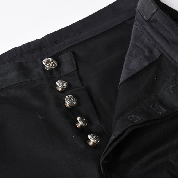 新品未使用 CHROME HEARTS クロムハーツ カーペンター ダブルニーパンツ サイズ33 クロスボールボタン ホースシュー ブラック 中古 4a007524