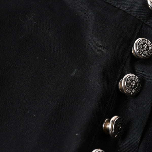 新品未使用 CHROME HEARTS クロムハーツ カーペンター ダブルニーパンツ サイズ33 クロスボールボタン ホースシュー ブラック 中古 4a007524