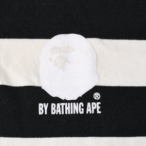 A BATHING APE アベイシングエイプ BAPE 長袖ポロシャツ ボーダー JAPAN製 コットン ホワイト ブラック サイズXL 美品 中古 4a001301