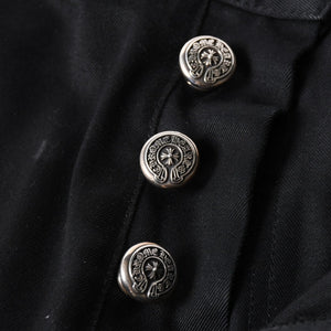 新品未使用 CHROME HEARTS クロムハーツ カーペンター ダブルニーパンツ サイズ33 クロスボールボタン ホースシュー ブラック 中古 4a007524