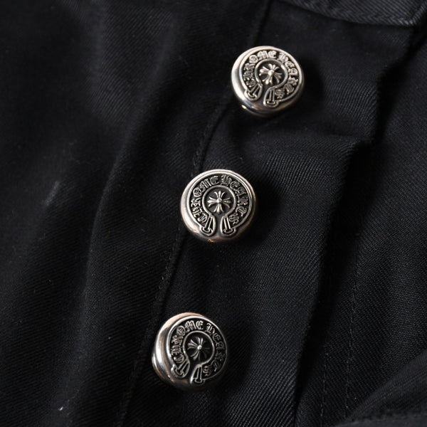 新品未使用 CHROME HEARTS クロムハーツ カーペンター ダブルニーパンツ サイズ33 クロスボールボタン ホースシュー ブラック 中古 4a007524