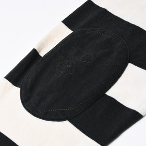 A BATHING APE アベイシングエイプ BAPE 長袖ポロシャツ ボーダー JAPAN製 コットン ホワイト ブラック サイズXL 美品 中古 4a001301