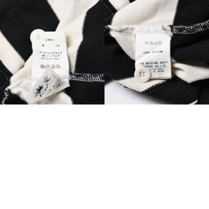 A BATHING APE アベイシングエイプ BAPE 長袖ポロシャツ ボーダー JAPAN製 コットン ホワイト ブラック サイズXL 美品 中古 4a001301