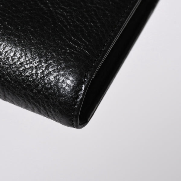 極美品 CHROME HEARTS クロムハーツ WAVE CROSS BALL ウェーブ クロスボールボタン レザーウォレット 長財布 ダガー ブラック 中古 4a007502