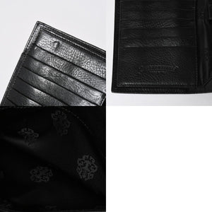 極美品 CHROME HEARTS クロムハーツ WAVE CROSS BALL ウェーブ クロスボールボタン レザーウォレット 長財布 ダガー ブラック 中古 4a007502